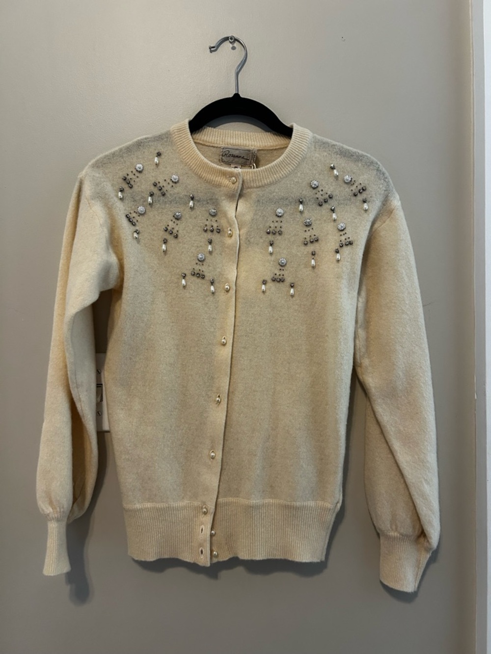 Rosanna Cream Embellished Button-Up Cardigan